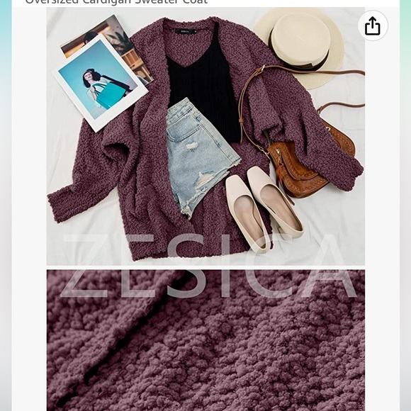 Zesica Mauve Popcorn Cardigan - Picture 4 of 6